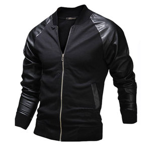 Chaqueta Varsity Gris para Hombre, de Lona, con Mangas de Lana Negra, Cuello Mao, Casual, de Invierno, Resistente al Viento, Transpirable, Corte Regular - Product Image 6