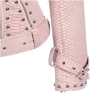 Stylish Women <b>Leather</b> <b>Jacket</b> Custom Design Front Zipper Functional Pockets Water Resistant Streetwear <b>Leather</b> <b>Jacket</b> For Women - Product Image 6