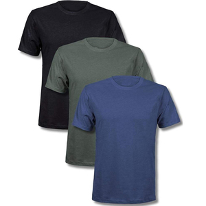 T-shirt à manches courtes pour homme, coupe classique, col rond, couleur unie, jersey 100% coton, décontracté, tricoté, design uni teint - Product Image 4