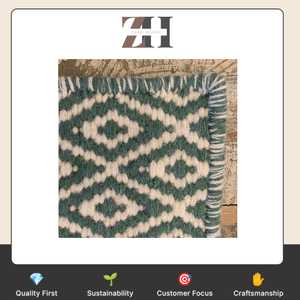 Tapis en laine tissé à la main à motif losanges, tapis géométrique à poils épais, tapis fait main pour salon, chambre, hôtel, décoration intérieure - Product Image 6