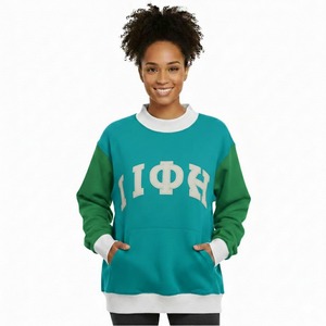 Sudadera de cuello alto para mujer, 100% algodón, de forro polar, extragrande, de invierno, con parche bordado de colores sólidos en la parte delantera, personalizada con estampado y diseño vintage, con insignia. - Product Image 6