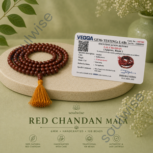 Collar Mala de Jaspe Rojo Natural con 108 Cuentas, Hecho a Mano, con Nudos, Cuentas Redondas de Piedras Preciosas para Yoga, Oración, Reiki, por SoulWise India - Product Image 4