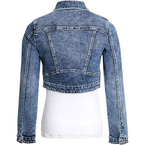Veste en jean pour femme avec logo personnalisé imprimé, look élégant, manches longues, style poche, veste en jean pour femme - Product Image 5