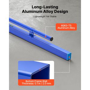 Règle à béton manuelle en alliage d'aluminium de 48 pouces avec niveau à bulle intégré, finition thermolaquée bleue, truelle légère pour plâtre - Product Image 4