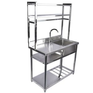 Lavello da Cucina Commerciale in Acciaio Inossidabile a Vasca Singola da 39,4 pollici, per Garage e Uso Industriale, con Piattaforma Sinistra, Fabbricazione Commerciale in Acciaio - Product Image 1