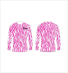 T-shirt personnalisé à manches longues sublimé, motif marbré abstrait, col rond, vêtements de sport haute performance, collection Ferocious, vente en gros - Product Image 5
