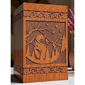 Urne funéraire en bois pour le stockage des cendres, urne en bois de qualité supérieure avec détails faits à la main, urne par AYAANS - Product Image 1