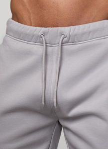 Shorts d'été essentiels pour hommes, style rétro hip-hop, taille mi-haute, respirants, en tissu pelucheux, avec cordon de serrage, en toile tricotée unie, polyester/coton - Product Image 3