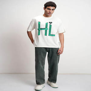 T-shirts en coton pur 230g en gros, logo personnalisé, t-shirt lourd 100% coton, surdimensionné, homme, uni, manches tombantes - Product Image 3