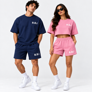custom couple streetwear <b>tshirt</b> short sets mens dark green t shirt shorts womens mauve <b>purple</b> crop top track shorts casual suit - Product Image 3