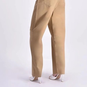 Pantalones Vaqueros de Mezclilla de Algodón de Pierna Recta y Cintura Alta, Color Sólido, Estilo Casual, para Otoño, Corte Regular, Beige, para Hombre - Product Image 4