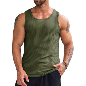 Camiseta sin Mangas AL RAFEEQ INTERNATIONAL para Hombre, Color Verde Oliva, Cuello Redondo, Tejido de Punto, Estilo Casual, Transpirable, Ajuste Musculoso, 100% - Product Image 1
