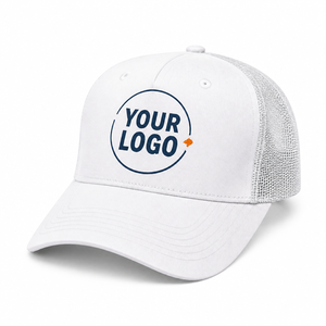 White Trucker Cap 6-Panel Mesh Adjustable Unisex Casual <b>Hat</b> Front Logo Silk Screen Printing Spring <b>Summer</b> - Product Image 6