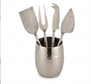 Stainless Steel <b>Cheese</b> <b>Knife</b> <b>Set</b> With Hammered Handles Four Piece Serving Tools For Kitchen Use Tableware And Dining Use - Product Image 3