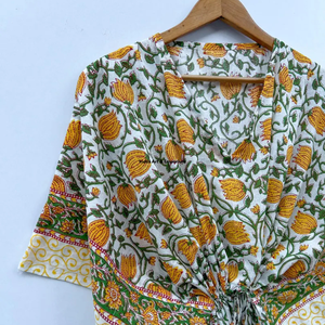 Wholesale Hand Block Printed Cotton <b>Kaftan</b> Block Printed Cotton <b>Beach</b> <b>Kaftan</b> Women Party Dress Wear Night Maxi Dress - Product Image 5