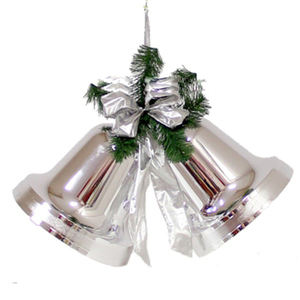 Cloches de Noël de style américain, ruban rouge et doré, en acier inoxydable, à suspendre, vierges pour sublimation, décoration festive - Product Image 5