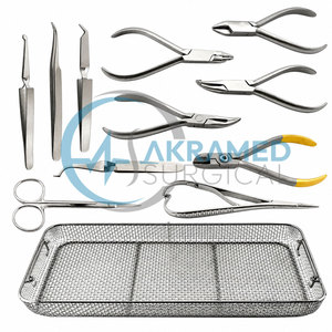 Premium Dental Orthodontic <b>Plier</b> <b>Set</b> Bracket Holding Tweezer Braces Band Placement Instrument Kit Stainless Steel Mesh Tray - Product Image 6