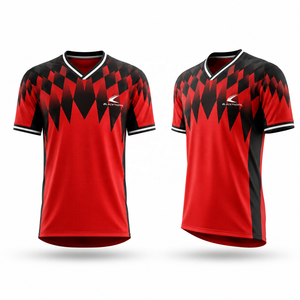 Maillot de football personnalisé sublimé pour homme, col en V, manches courtes, en polyester, avec technologie anti-transpiration et coupe athlétique - Product Image 3