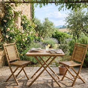 Juego de Mesa y Sillas de Bambú de la Mejor Calidad, Muebles de Bambú Natural Hechos a Mano y Sostenibles para Interiores y Exteriores - Product Image 1