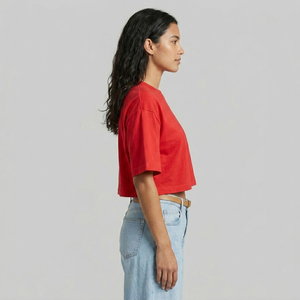 T-shirts amples pour femmes 100% Coton, col rond, respirants, pour l'été, style décontracté et coupe courte - Product Image 5