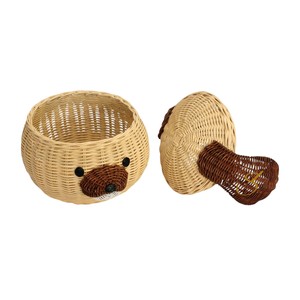 Cesta de Almacenamiento de Mimbre Tejida a Mano con Forma de Cara de Cachorro, Maceta Única con Forma de Animal, Organizador de Escritorio para Dormitorio Infantil - Product Image 4