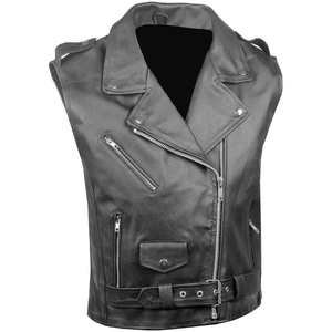 Gilet de motard en cuir véritable pour homme, sans manches, coupe-vent, mode hiver, streetwear, tenue décontractée Pro Pro - Product Image 3