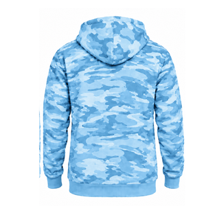 Sky Blue <b>Camo</b> Pullover Hoodie Men Custom Printed Fleece Sweatshirt Kangaroo Pocket Drawstring Long Sleeve Casual Sportswear <b>Top</b> - Product Image 2