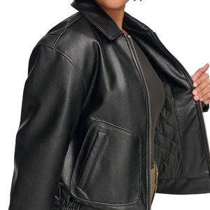 Veste en cuir tendance pour femme, style motard, fermeture éclair, coupe ajustée confortable, veste de mode pour les voyages - Product Image 5