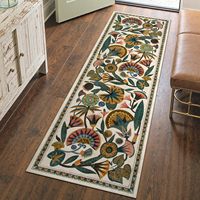 Abstract 2*8 Area Washable Low Pile Throw Foldable Entrance Living Room Bedroom Floral Beige Green Rug Runner
