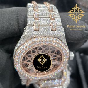 Montre de luxe pour femme Pahal Jewels avec diamants, boîtier en acier inoxydable 40 mm, mouvement à quartz analogique, design ajouré, fermoir caché à bouton-poussoir 20 mm - Product Image 4
