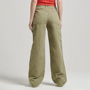 Pantalones Vaqueros de Pierna Recta de Corte Regular Personalizados, Precio al por Mayor, Estilo de Moda, Pantalones Vaqueros Cargo de Cintura Alta para Mujer - Product Image 4