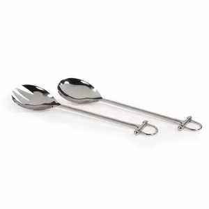 Romantic Heart Design Handle <b>Salad</b> <b>Servers</b> Set Two Tone Gold and Silver Stainless Steel Wedding Tableware <b>Salad</b> <b>Server</b> - Product Image 2