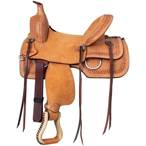 Selle de cheval western en cuir tressée à la main avec bordure florale gravée, en cuir brut, pour la course de barils, vente en gros, personnalisable en usine - Product Image 3