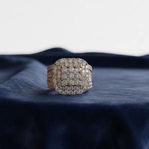 Anillo de Diamantes Hip Hop para Hombre, Diseño Cuadrado, Anillo de Lujo en Plata 925 con Acabado en Oro de 10K o 14K - Product Image 3