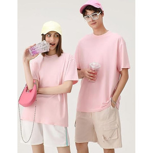 T-shirt rose surdimensionné à manches courtes pour homme, 100 % coton jersey, col rond, couleur unie, respirant, coupe ajustée - Product Image 3