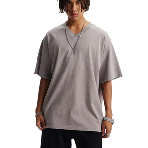 Supplier Custom 250 GSM DTG Printed Oversized Enzyme Wash Tshirt T-shirt Cotton Vintage Acid Washed Heavy <b>Weight</b> T Shirt for Men - Product Image 4