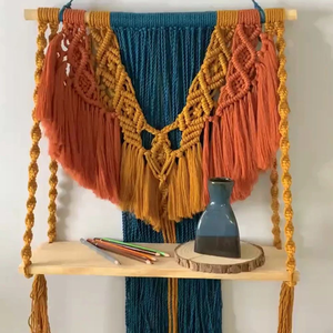Peacock Design Multicolour Macrame Wall Hanging <b>Shelf</b> Handmade Decorative Storage Rack for Living Room Bedroom Home Decor - Product Image 3
