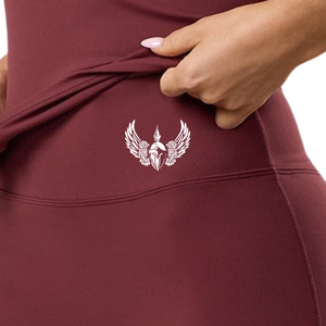 Burgundy <b>Flared</b> Yoga <b>Leggings</b> Women High Waist Gymwear Stretch Fitness Training Workout Activewear Performance Pants - Product Image 3