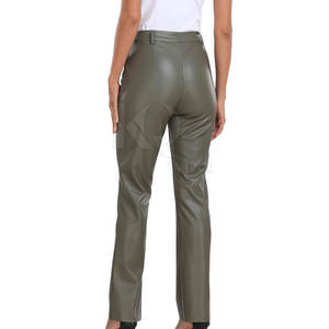 กางเกงหนังเอวสูงทรงเข้ารูปยืดได้ เหมาะสำหรับใส่ลำลอง สไตล์ออฟฟิศ และงานกลางคืน - Product Image 5