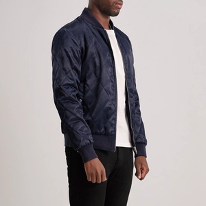 <b>Men's</b> Burgundy Quilted Bomber <b>Jacket</b> Solid Color Zipper Closure Casual Style Autumn Wear Regular Fit Stand Collar - Product Image 6