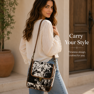 Sac bandoulière en cuir Hairon pour femme, en cuir de vachette véritable, style western, sac messager, bandoulière réglable, usage quotidien - Product Image 3