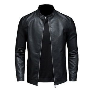 Servicio OEM, Chaqueta de Cuero Genuino para Hombre con Cuello Alto, Logotipo Frontal, Transpirable, Impermeable, Informal, de Invierno, para Exteriores, de Tela de Lona - Product Image 1
