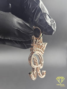 Moissanite Diamond R Initial Crown Pendant <b>Iced</b> <b>Out</b> Hip Hop <b>Chain</b> Custom Letter Necklace Luxury Jewelry Gift - Product Image 4