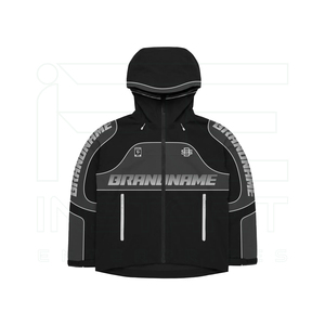 Black 2-Piece Sweat Suit Tracksuit Hooded Zip-Up Jacket <b>Nylon</b> <b>Track</b> <b>Pants</b> Windproof Breathable Casual Sport Wear Loose Fit - Product Image 3