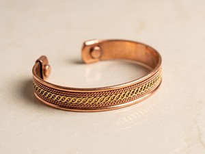Brazalete de Cobre Color Oro Rosa Vintage para Hombre, Brazalete Geométrico Trenzado - Product Image 2