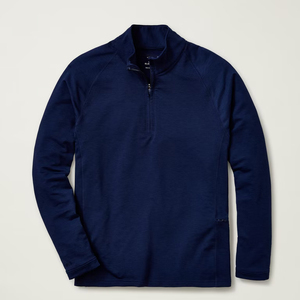 Men's <b>Navy</b> Blue Quarter-Zip Long Sleeve Pullover Knitted Breathable Casual Shirt Golf <b>Top</b> - Product Image 3