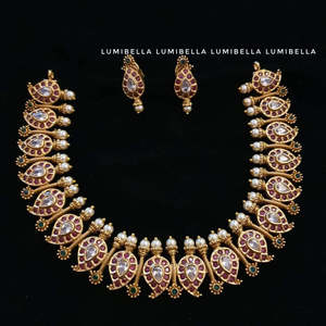 For Mango Kerala Style Short Pearl Necklace-Fine Jewelry Set - Product Image 1