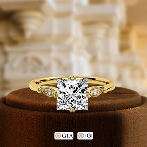 Anillo de Compromiso de Diamante Cultivado en Laboratorio con Corte Princesa Estilo Vintage de 1.5CT, Certificado IGI, Oro de 14K, Anillo de Promesa de Boda para Mujer - Product Image 3