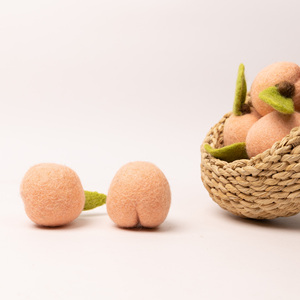 <b>Wool</b> Felt Peach Fruits Handmade <b>Craft</b> Supplies 3cm 5cm Felted Fruit with Leaf Fair Trade Wholesale Bulk - Product Image 6