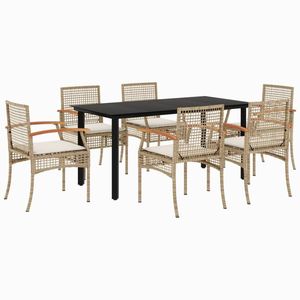 Ensemble de salle à manger de jardin en rotin PE beige, matériaux résistants aux UV standard pour la salle à manger en plein air - Product Image 2